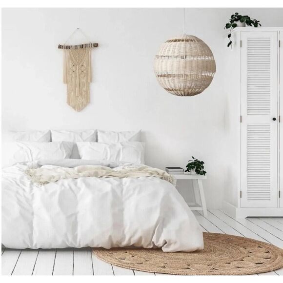 Globe Electric 61015 18" LED Pendant Light Fixture White Natural Woven Twine NEW - Picture 8 of 10